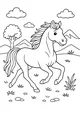 Free Horse Coloring Page - Galloping Through a Mountain Meadow (Printable PDF)