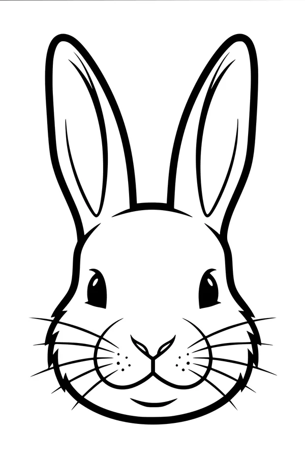 Free Rabbit Coloring Page - Bright-Eyed Bunny Face Close-Up (Printable PDF)