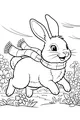 Free Rabbit Coloring Page - Bunny With Striped Scarf in Spring Flowers (Printable PDF)