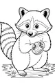 Free Raccoon Coloring Page - Cute Cartoon Holding Big Coin (Printable PDF)