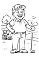 Free Grandpa Golfer Coloring Page - Smiling Senior On Golf Course (Printable PDF)