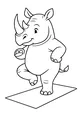 Free Rhinoceros Coloring Page - Happy Rhino Balancing on One Leg (Printable PDF)