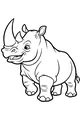 Free Rhinoceros Coloring Page - Smiling Two-Horned Rhino (Printable PDF)