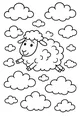 Free Sheep Coloring Page - Fluffy Jumper in the Cloudy Sky (Printable PDF)