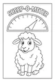 Free Sheep Coloring Page - Fluffy Cartoon Sheep at the Sheep-O-Meter (Printable PDF)