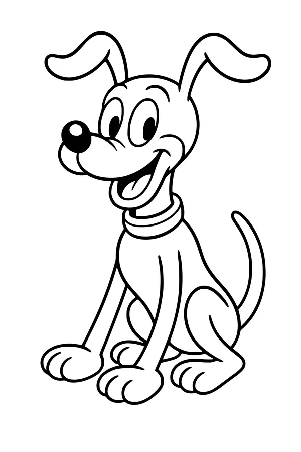 Free Dog Coloring Page - Happy Cartoon Pup With Floppy Ears (Printable PDF)
