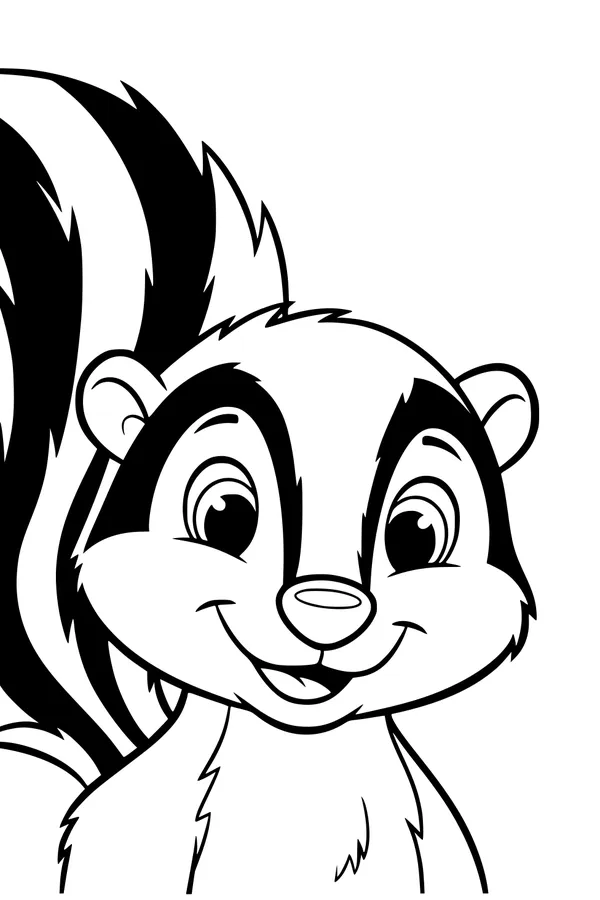 Free Skunk Coloring Page - Smiling Cartoon Skunk for Kids (Printable PDF)