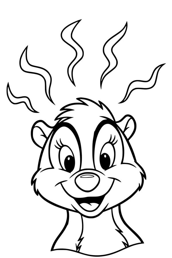 Free Skunk Coloring Page - Happy Cartoon Skunk Face (Printable PDF)