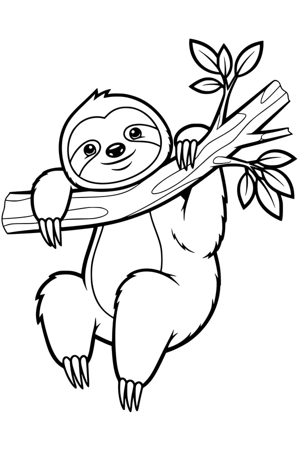 Free Sloth Coloring Page - Cute Sleepy Tree Hugger (Printable PDF)