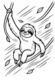 Free Sloth Coloring Page - Smiling Sloth Swinging on a Jungle Vine (Printable PDF)