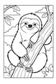 Free Sloth Coloring Page - Happy Sloth Hanging From Tree (Printable PDF)