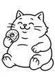 Free Cat Coloring Page - Chubby Cat With Sprinkled Donut (Printable PDF)