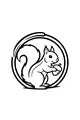 Free Squirrel Coloring Page - Cute Cartoon in a Circle (Printable PDF)