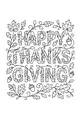 Free Happy Thanksgiving Coloring Page - Leafy Hand Lettering Design (Printable PDF)