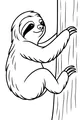 Free Sloth Coloring Page - Smiling Sloth Hugging a Tree (Printable PDF)