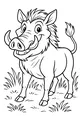 Free Warthog Coloring Page - Smiling Cartoon in Tall Grass (Printable PDF)
