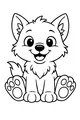 Free Wolf Pup Coloring Page - Cute Cartoon With Big Paws (Printable PDF)