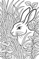 Free Hare Coloring Page - Meadow Hare Among Tall Grass (Printable PDF)