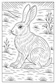 Free Hare Coloring Page - Alert Hare in Sunny Meadow (Printable PDF)