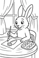 Free Hare Coloring Page - Bunny Painting a Carrot Indoors (Printable PDF)