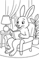 Free Hare Coloring Page - Cozy Storytime in an Armchair (Printable PDF)
