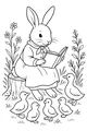 Free Hare Coloring Page - Storytime With Ducklings in the Meadow (Printable PDF)