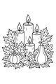Free Thanksgiving Harvest Centerpiece Coloring Page - Fall Candles and Pumpkin Display (Printable PDF)