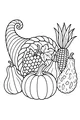 Free Cornucopia Coloring Page - Harvest Horn With Pumpkin and Gourds (Printable PDF)