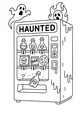 Free Haunted Vending Machine Coloring Page - Spooky Ghost Snacks (Printable PDF)