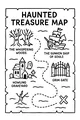 Free Halloween Treasure Map Coloring Page - Haunted Pirate Adventure (Printable PDF)