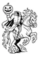 Free Headless Horseman Coloring Page - Spooky Pumpkin Rider on Rearing Horse (Printable PDF)