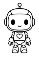 Free Robot Coloring Page - Smiling Android With Heart Emblem (Printable PDF)
