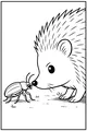 Free Hedgehog Coloring Page - Nose-to-Nose With a Beetle in the Grass (Printable PDF)