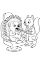 Free Hedgehog Coloring Page - Dentist Visit With Squirrel Friend (Printable PDF)
