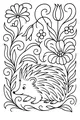 Free Hedgehog Coloring Page - Whiskery Wildflower Garden Scene (Printable PDF)