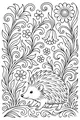 Free Hedgehog Coloring Page - Garden Walk Among Wildflowers (Printable PDF)
