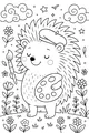 Free Hedgehog Coloring Page - Artistic Hedgehog in Flowery Meadow (Printable PDF)