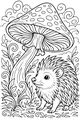 Free Hedgehog Coloring Page - Under a Magical Forest Mushroom (Printable PDF)