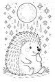 Free Hedgehog Coloring Page - Moonlit Sparkly Night Scene (Printable PDF)