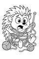 Free Hedgehog Coloring Page - Cute Cartoon Tangled in Yarn (Printable PDF)