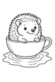 Free Hedgehog Coloring Page - Smiling Teacup Guest (Printable PDF)
