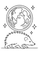Free Hedgehog Coloring Page - Walking Under the Earth and Stars (Printable PDF)