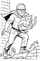 Free Grandpa Coloring Page - Elderly Superhero Rescuing a Cat (Printable PDF)