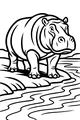 Free Hippopotamus Coloring Page - Big Hippo by the Riverbank (Printable PDF)