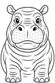 Free Hippopotamus Coloring Page - Big Happy Hippo Facing Forward (Printable PDF)