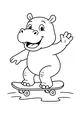 Free Hippopotamus Coloring Page - Cartoon Hippo Riding a Skateboard (Printable PDF)