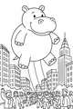 Free Hippopotamus Coloring Page - Giant Parade Balloon in the City (Printable PDF)