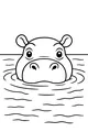 Free Hippopotamus Coloring Page - Cute Hippo Head Above Water (Printable PDF)