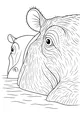 Free Hippopotamus Coloring Page - Big Hippo And Calf In River (Printable PDF)