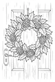 Free Christmas Wreath Coloring Page - Holly Door Decoration (Printable PDF)